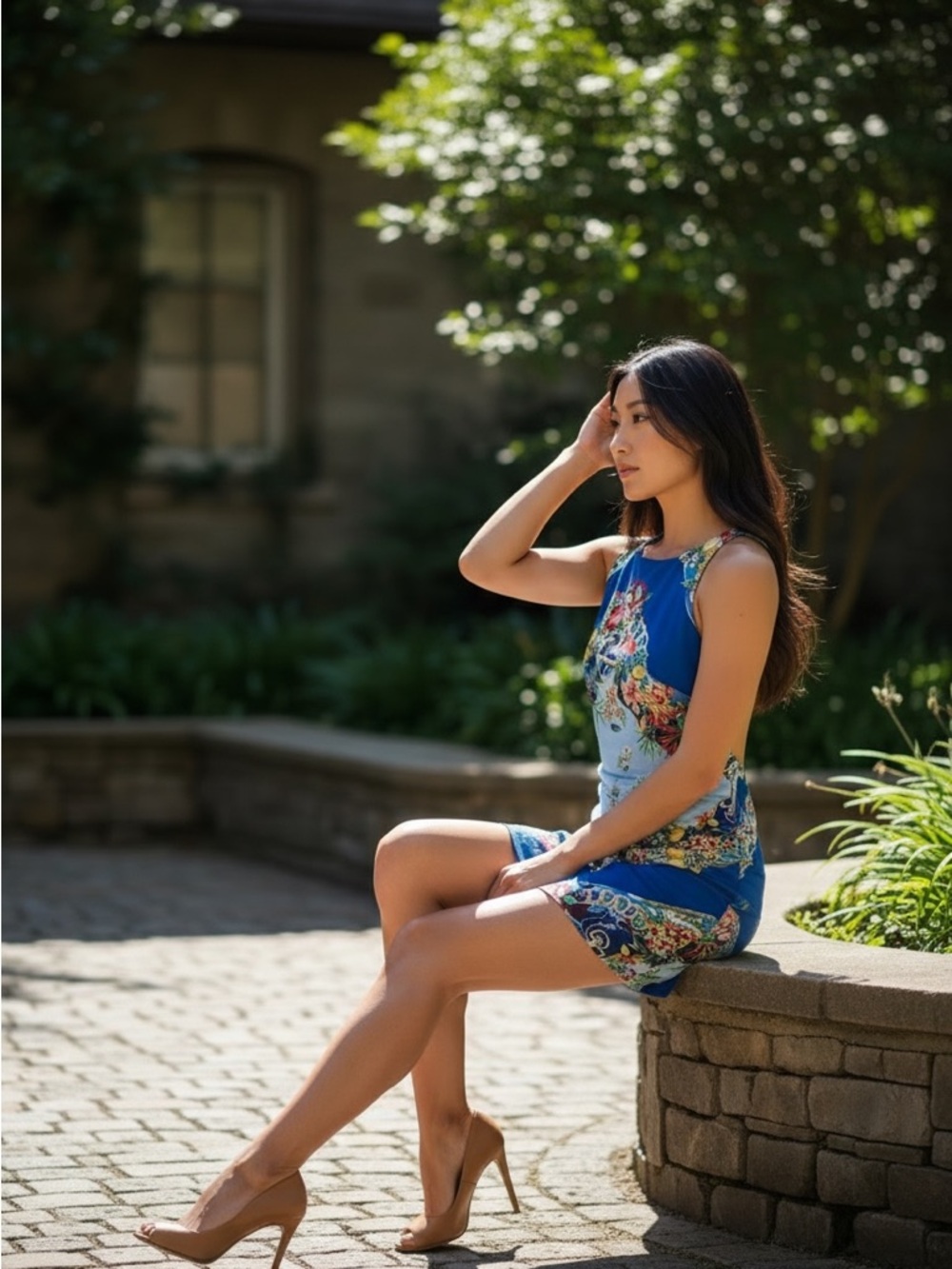 Maje Open Back Mini Dress in Blue - Picture 6 of 6